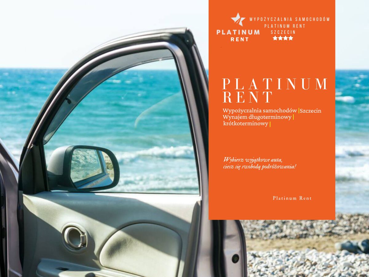 Samochód zaparkowany przy plaży; wynajem krótkoterminowy Szczecin.