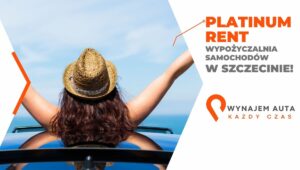 Osoba w kapeluszu cieszy się jazdą po Szczecinie wynajętym samochodem.